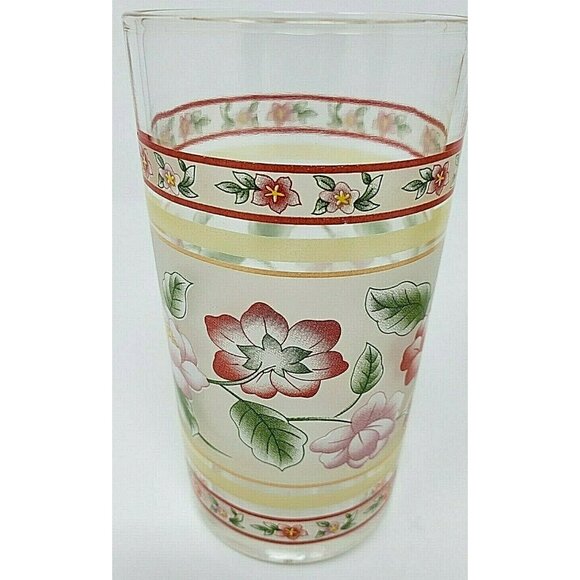 Flower Juice Glasses Tumblers Set of Two 5 in Tall 250 ML - Picture 4 of 5